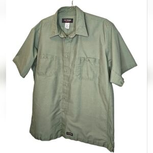 Wrangler Workwear Streetwear Shirt Men XXL Industrial Green Button Biker Garage